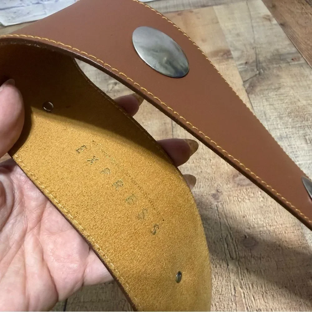 Vintage y2k express wide leather studded belt